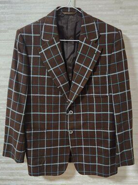Tailo Jacket Windowpane Check Pattern Brown